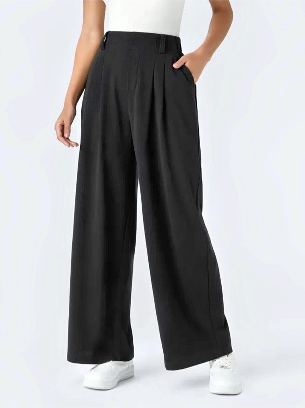 Halara Flex™ Super High Waisted Pleated Pocket Wide Leg waffle weave Work Pants